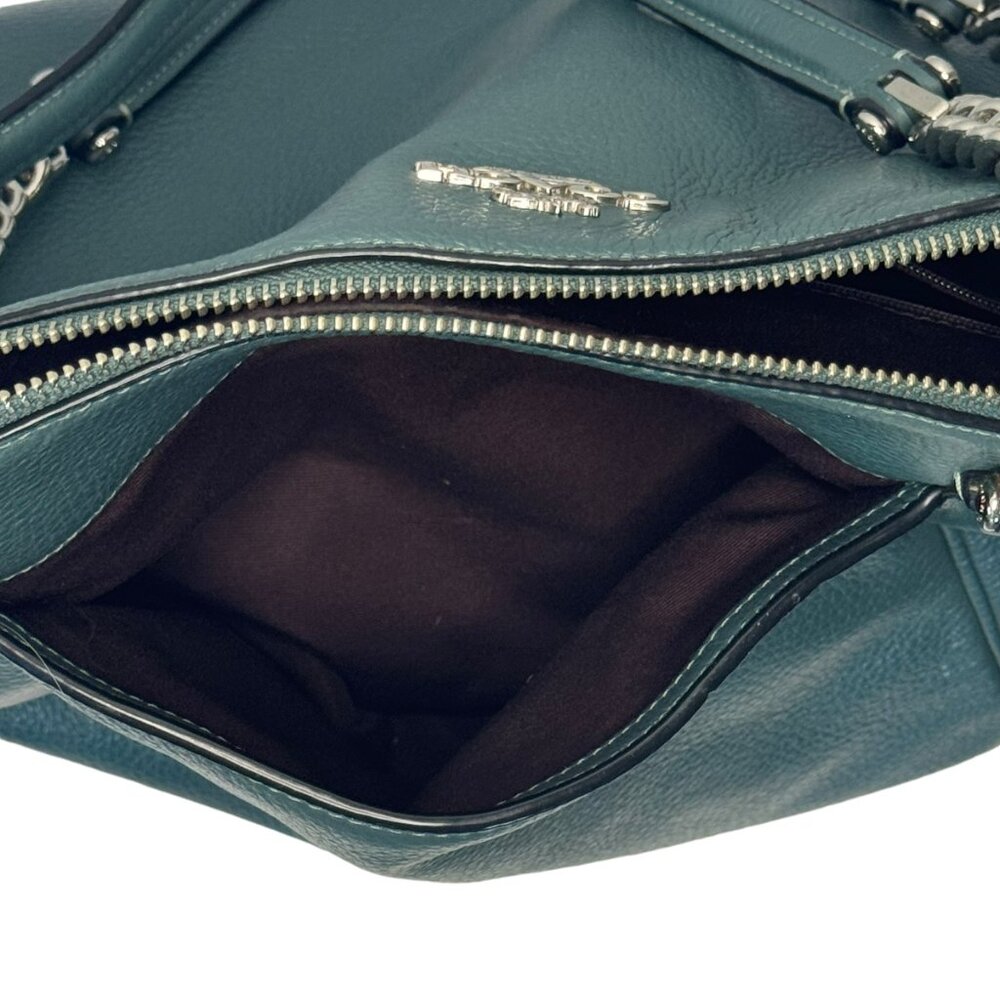 COACH - Ava Vintage Chain Tote Purse Dark Teal Pebbled Leather Silver Chain - Picture 15 of 16